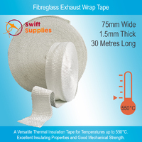 Fibreglass Exhaust Wrap Tape - 1.5mm Thick x 75mm Wide x 30 Metres Long