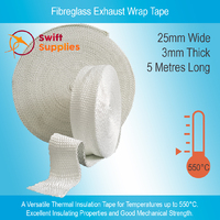 Fibreglass Exhaust Wrap Tape - 3mm Thick x 25mm Wide x  5 Metres Long