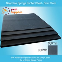 Neoprene Sponge Sheet (Black, Non-Adhesive) -  3mm Thick x  980mm x 980mm