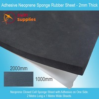 Neoprene Sponge Sheet (Black, Adhesive Backed) -  2mm Thick x 1000mm x 2000mm
