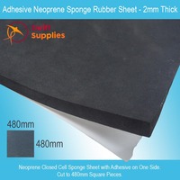 Neoprene Sponge Sheet (Black, Adhesive Backed) -  2mm Thick x  480mm x 480mm