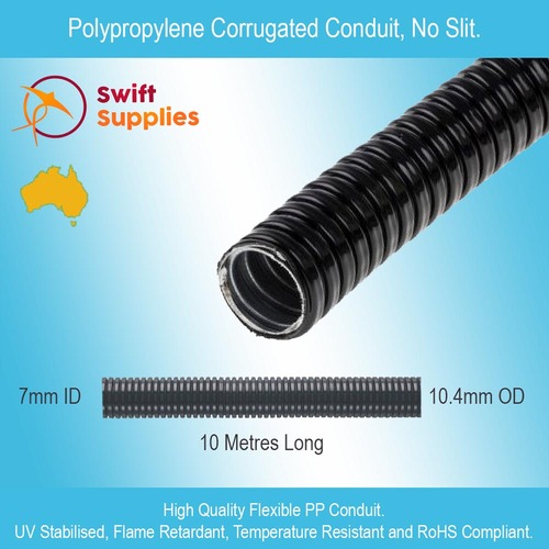 Polypropylene Corrugated Tube (No Slit) - 7mm ID x 10 Metres Long