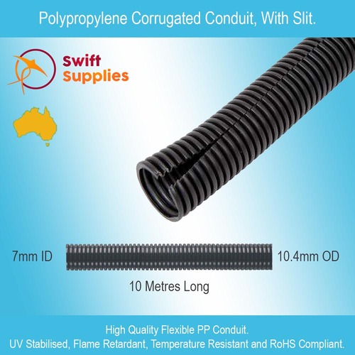 Polypropylene Corrugated Tube (With Slit) - 7mm ID x 10 Metres Long