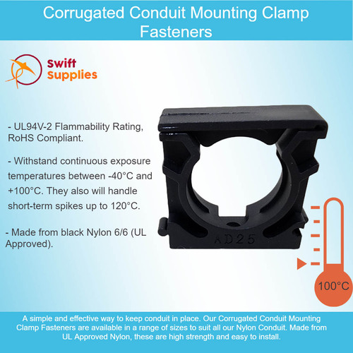 Corrugated Conduit Mounting Clamp for 6.4mm Ø Corrugated Tube