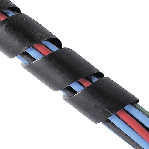 Spiral Wrap Tubing - 12mm to 17mm ID, Black - 20 Metres Long