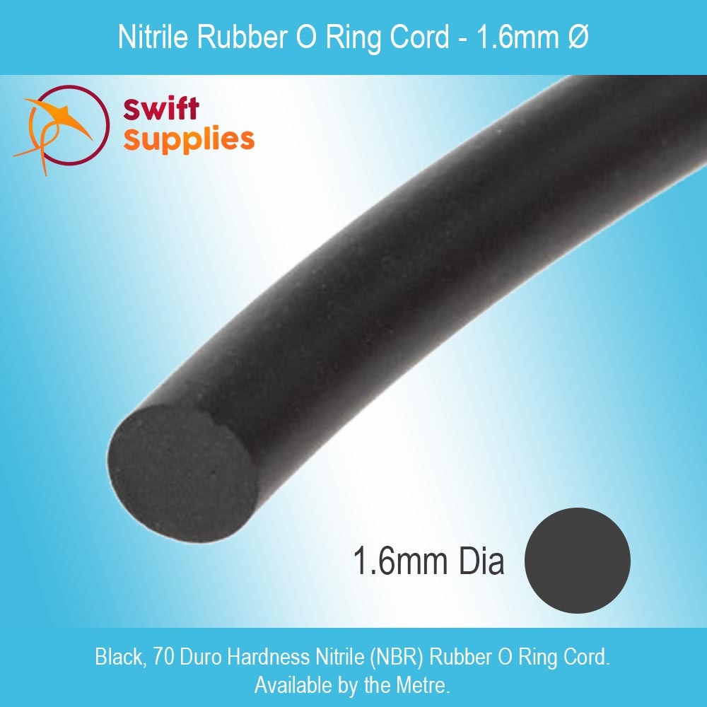 .079/'/' Black 70A Durometer 2 mm Buna-N O-Ring Cord Stock 10/' Piece