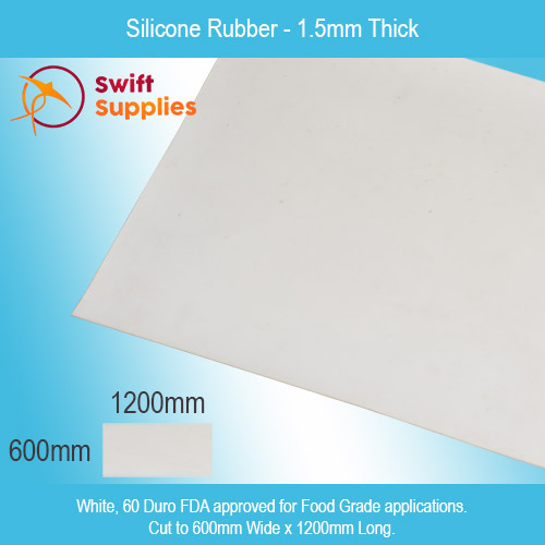 Silicone Rubber Mats (White, FDA, 60 Duro) - 600mm Wide x 1200mm Long