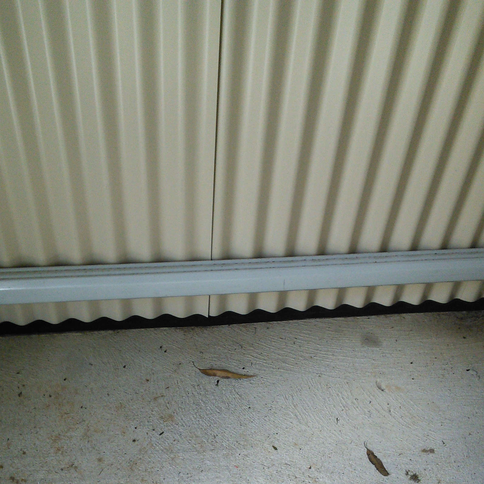 Adhesive Neoprene Foam Tape sealing around a colorbond garden shed - View from the inside of the shed