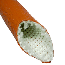 Close up of Red Silicone Coated Fibreglass Thermal Insulation Sleeving - Class C Insulation