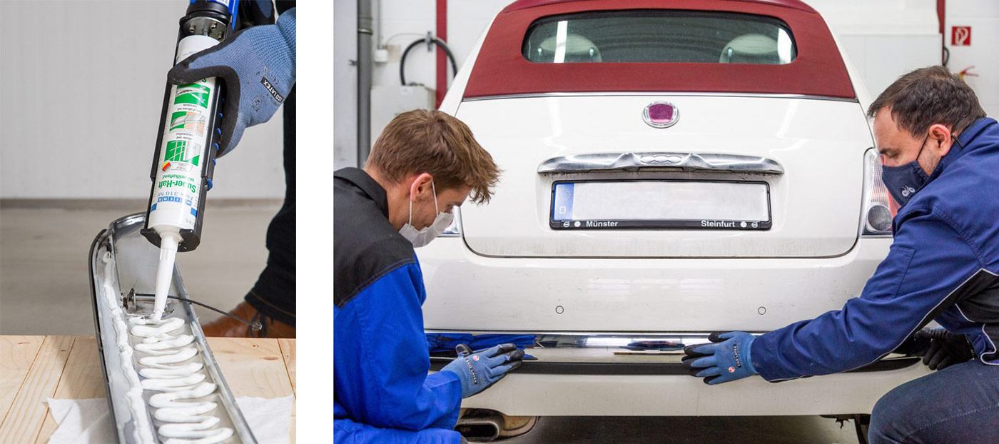 Applying the Adhesive and Reattaching the Car Trim