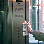 Stainless Steel Care Spray used to clean, polish and protect the inside of an elevator