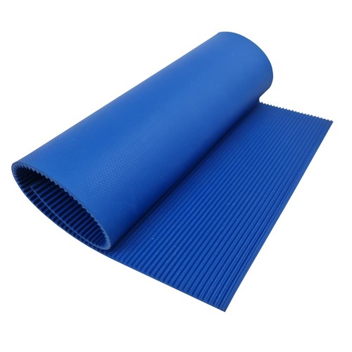 Blue Fluted Ribbed Rubber, Narrow - 3mm Thick x 1200mm Wide (Per Metre)