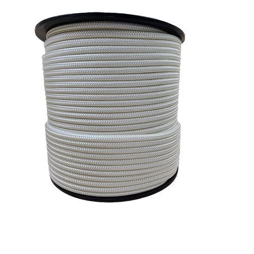 Double Braided Polyester Yacht Rope - White (Natural, Per Spool)