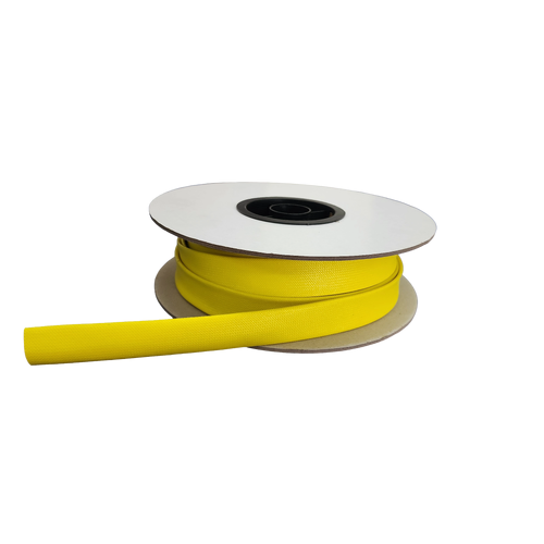 Acrylic coated Fibreglass Sleeving, Yellow, Full Rolls